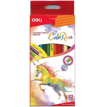 Creioane colorate 12 culori/set, DELI ColoRun